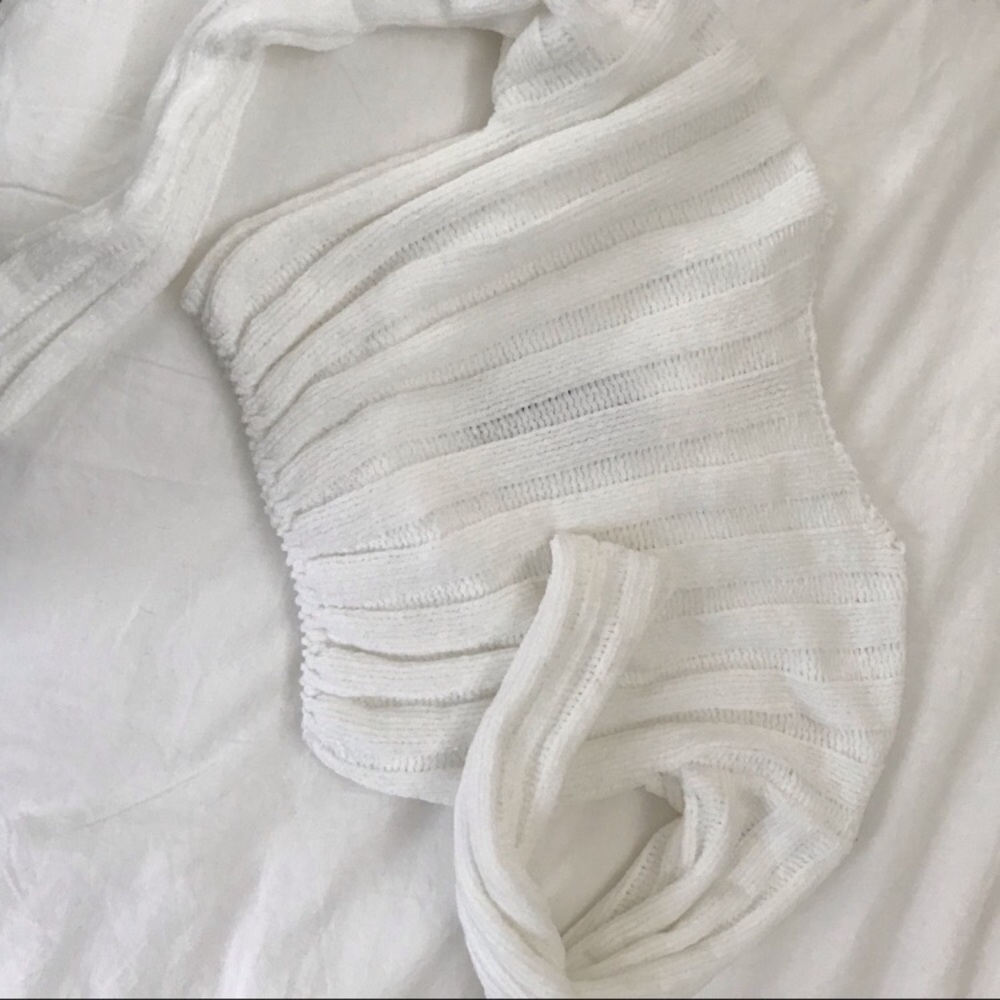 White Chenille Crop Sweater